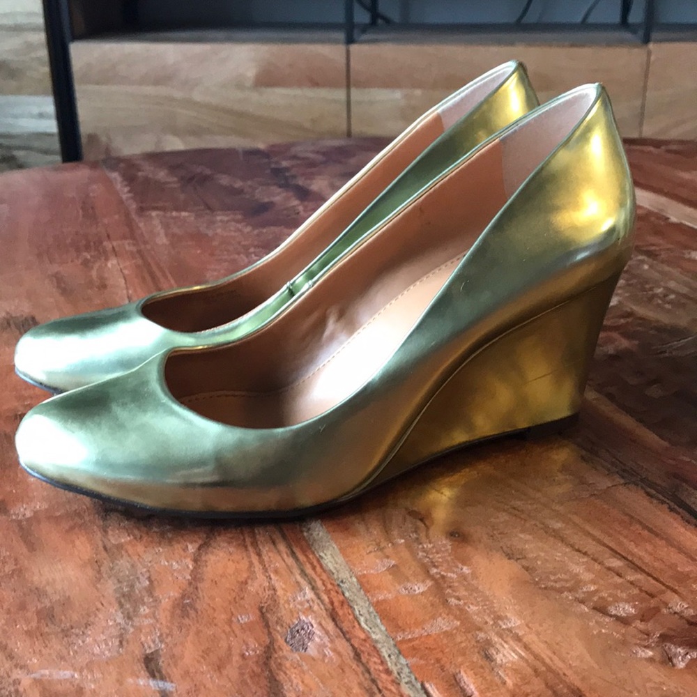 Gold J. Crew wedges